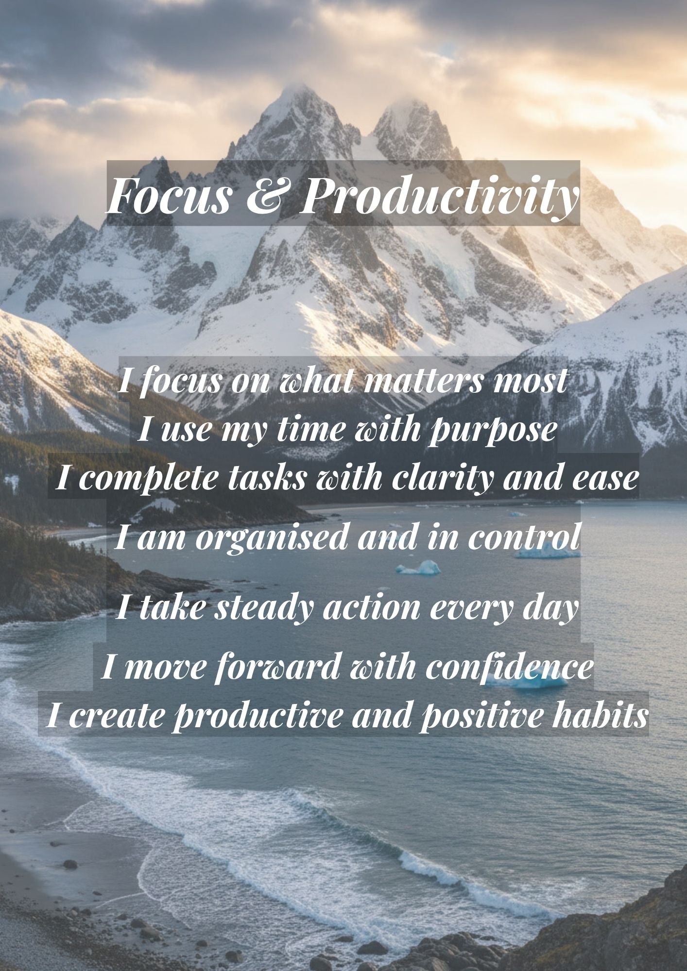9.10 Focus Productivity Affirmation Printable Wall Art, Motivation Quote Poster, Work From Home Decor, Goal Setting Print, Success Mindset Wall Art