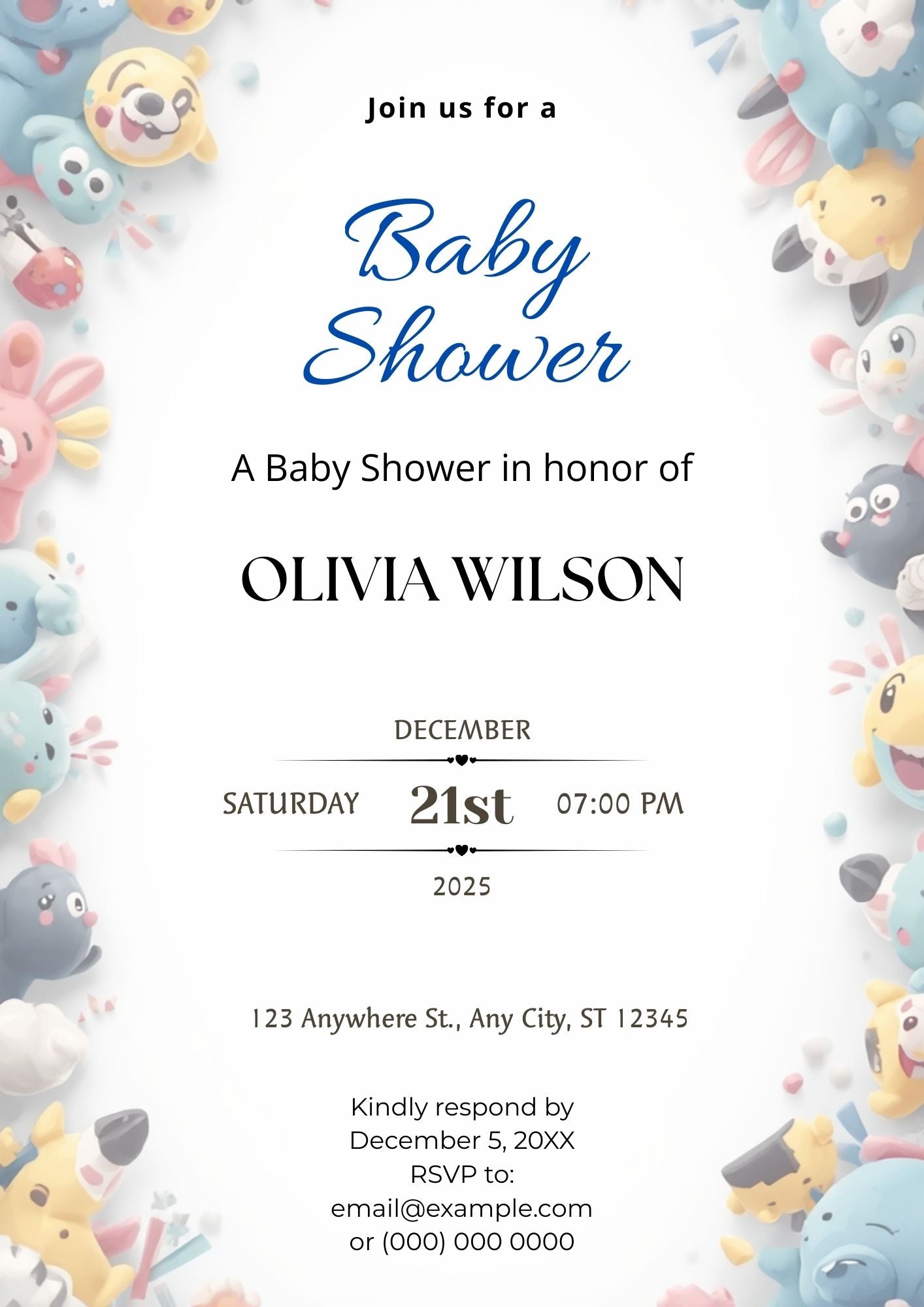 4.04 Cute Cartoon Baby Shower Invitation Template | Editable Gender Neutral Baby Shower Invite | Fun Printable Digital Download