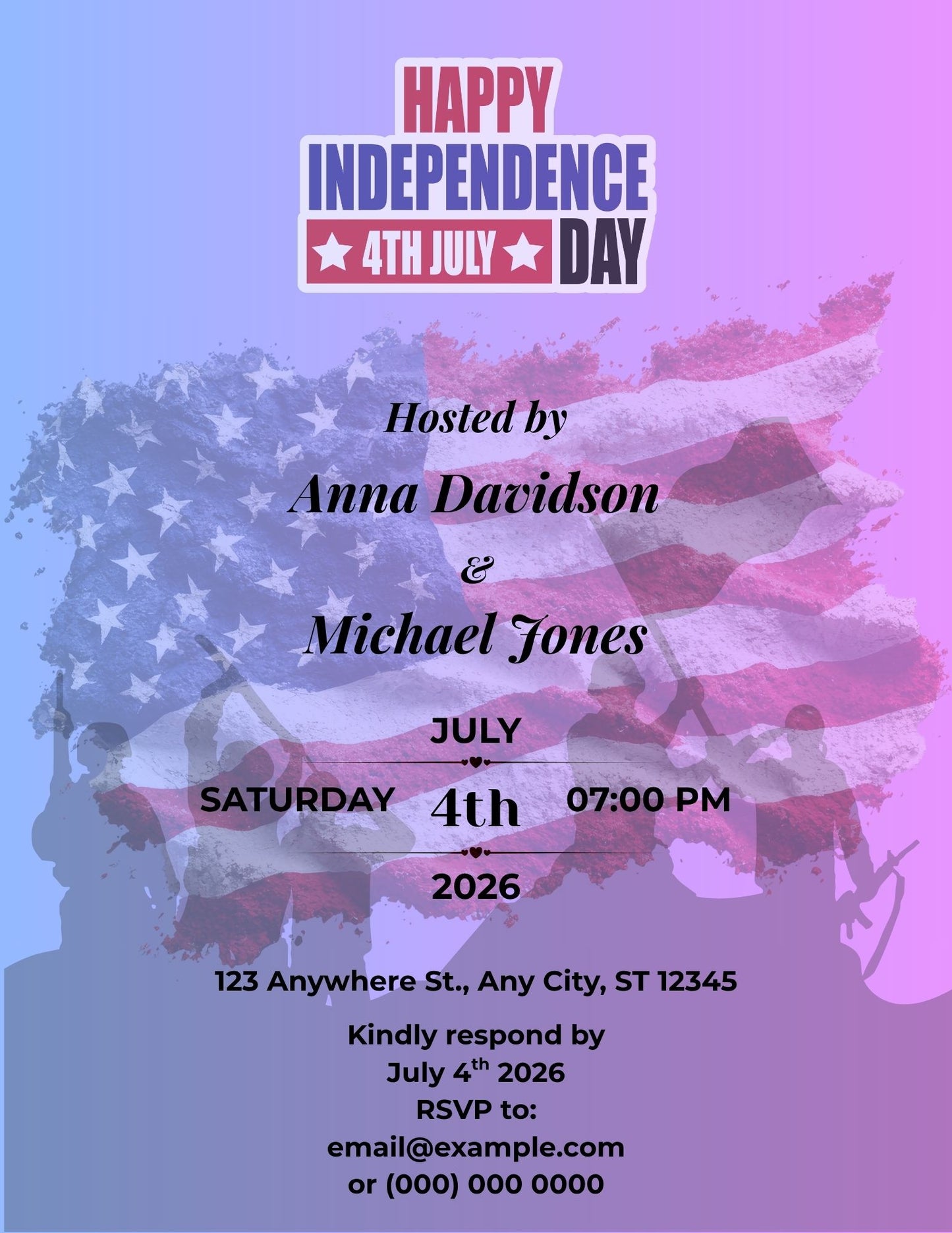 15.05 Modern 4th of July Party Invitation Template – Editable Patriotic Independence Day Celebration Invite