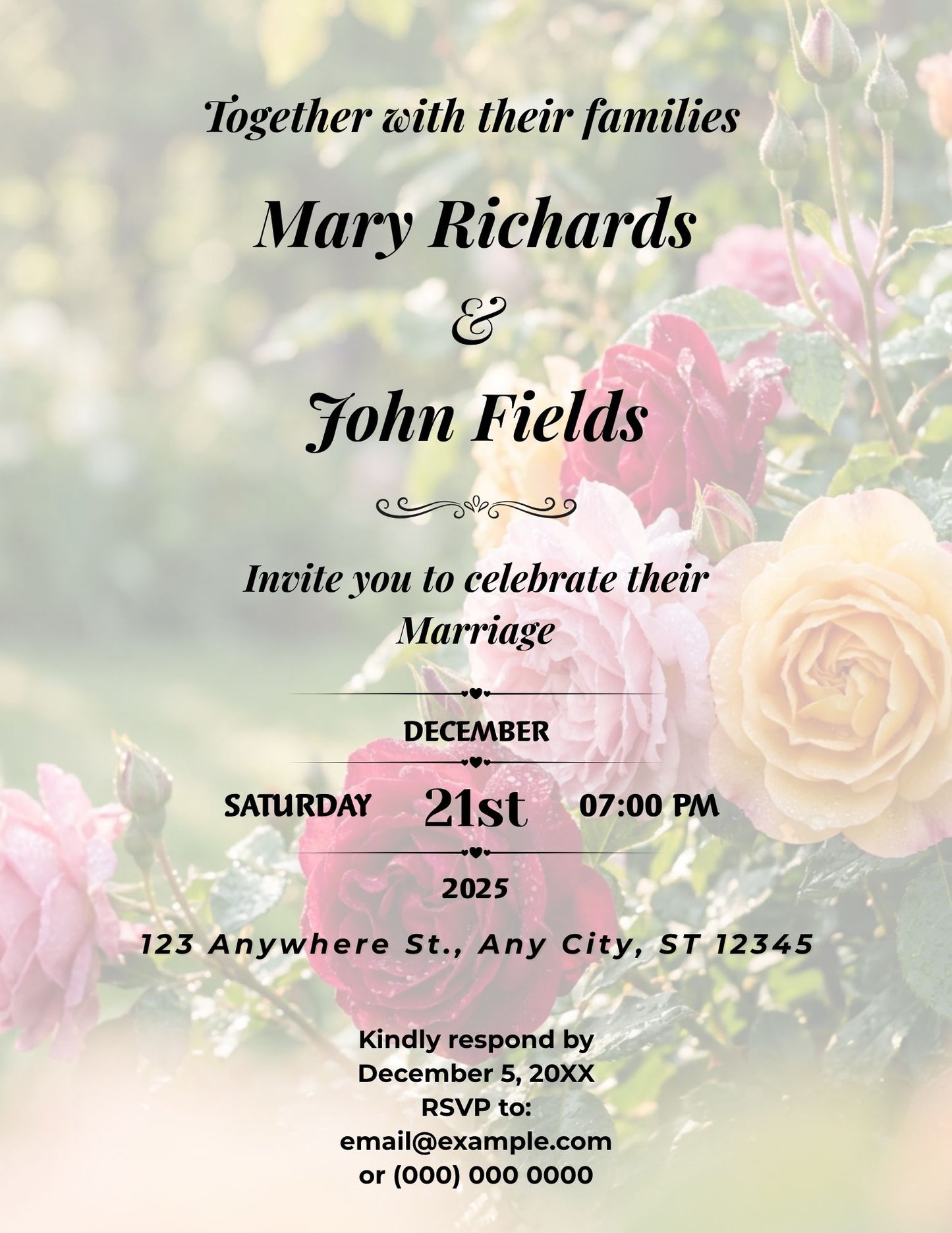 2.11 Elegant Floral Wedding Invitation Template | Editable Canva Wedding Invite