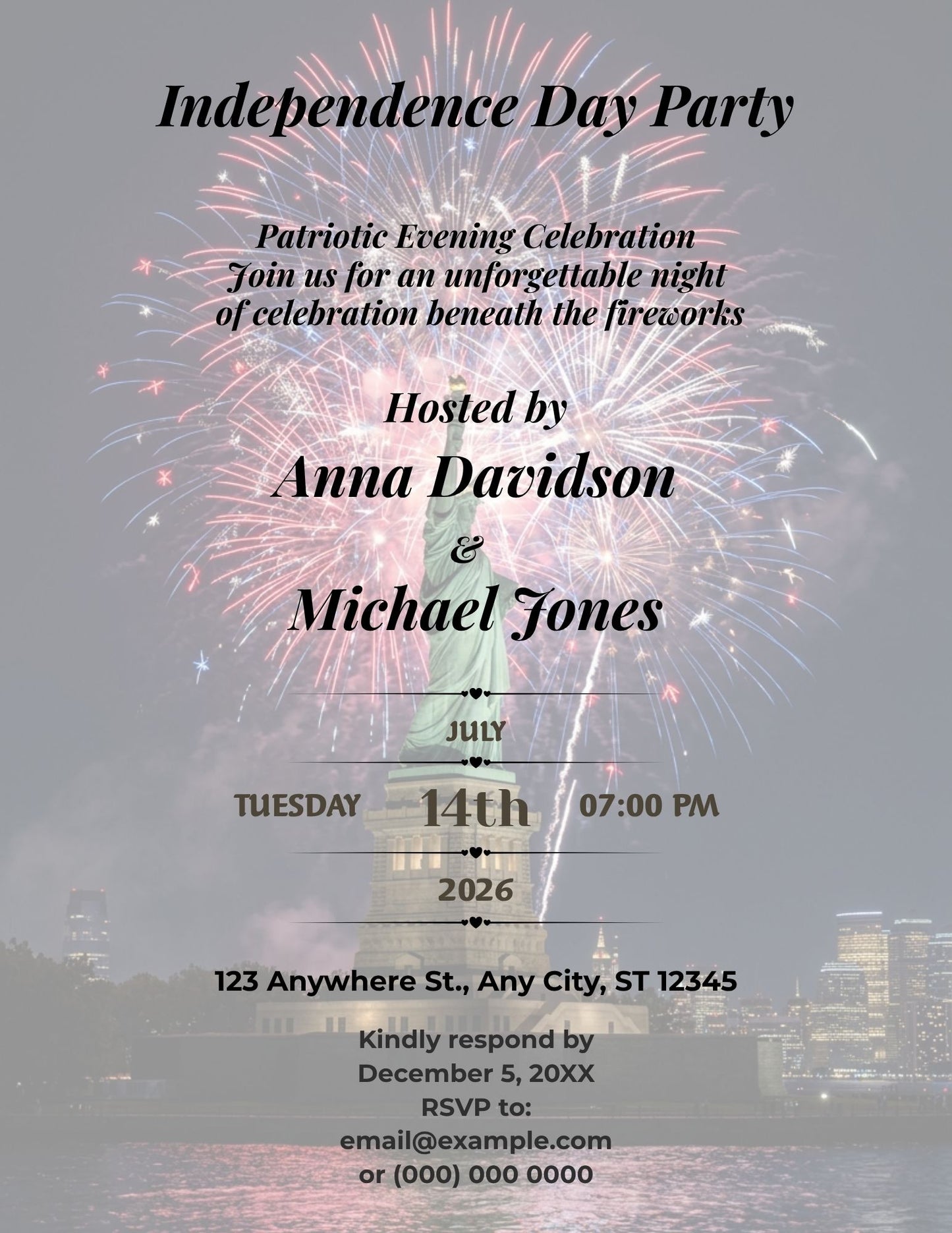 15.01 4th of July Independence Day Party Invitation Template – Editable Patriotic Fireworks Celebration Invite