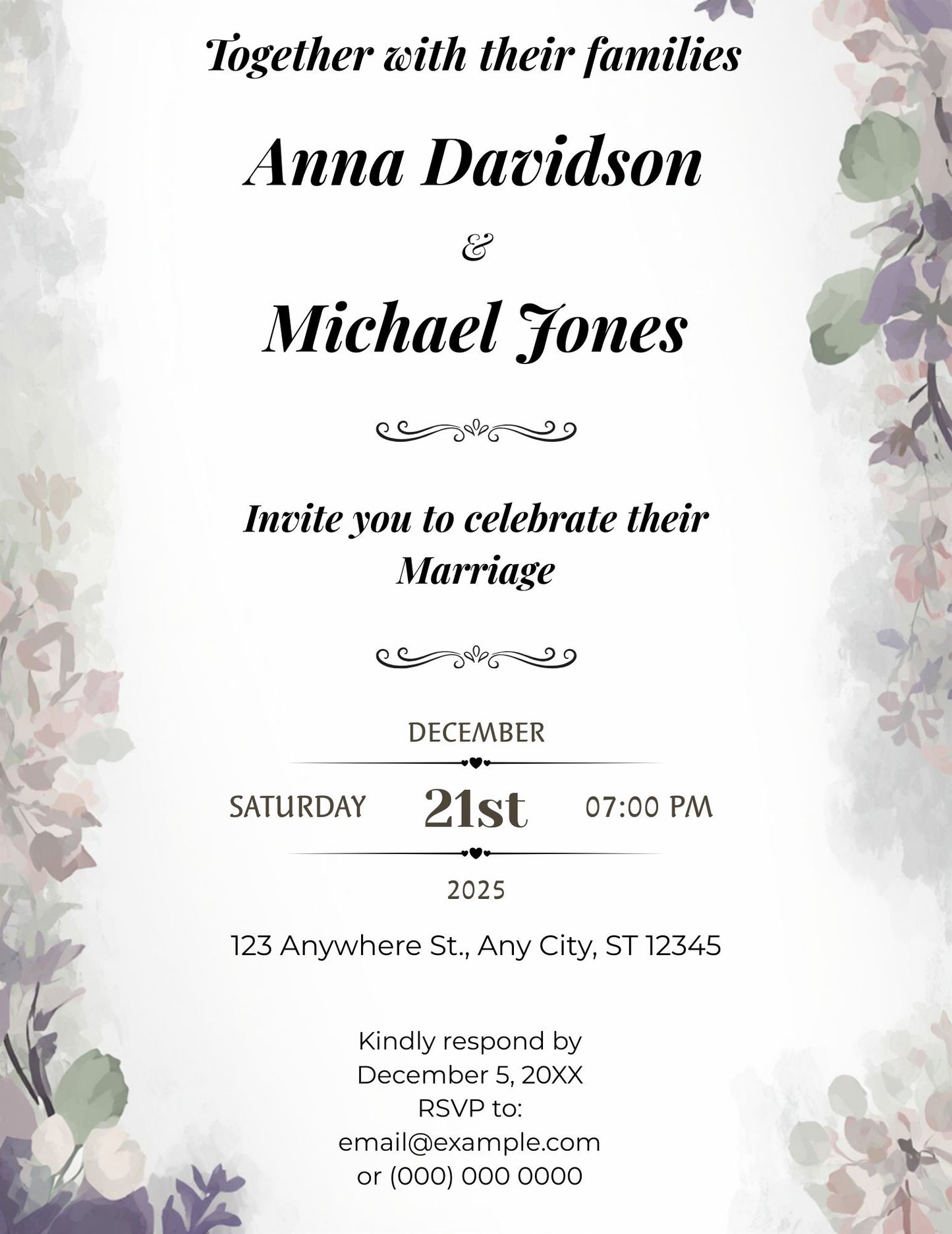 2.07 Garden Floral Wedding Invitation Template – Soft Green Botanical Editable Invite