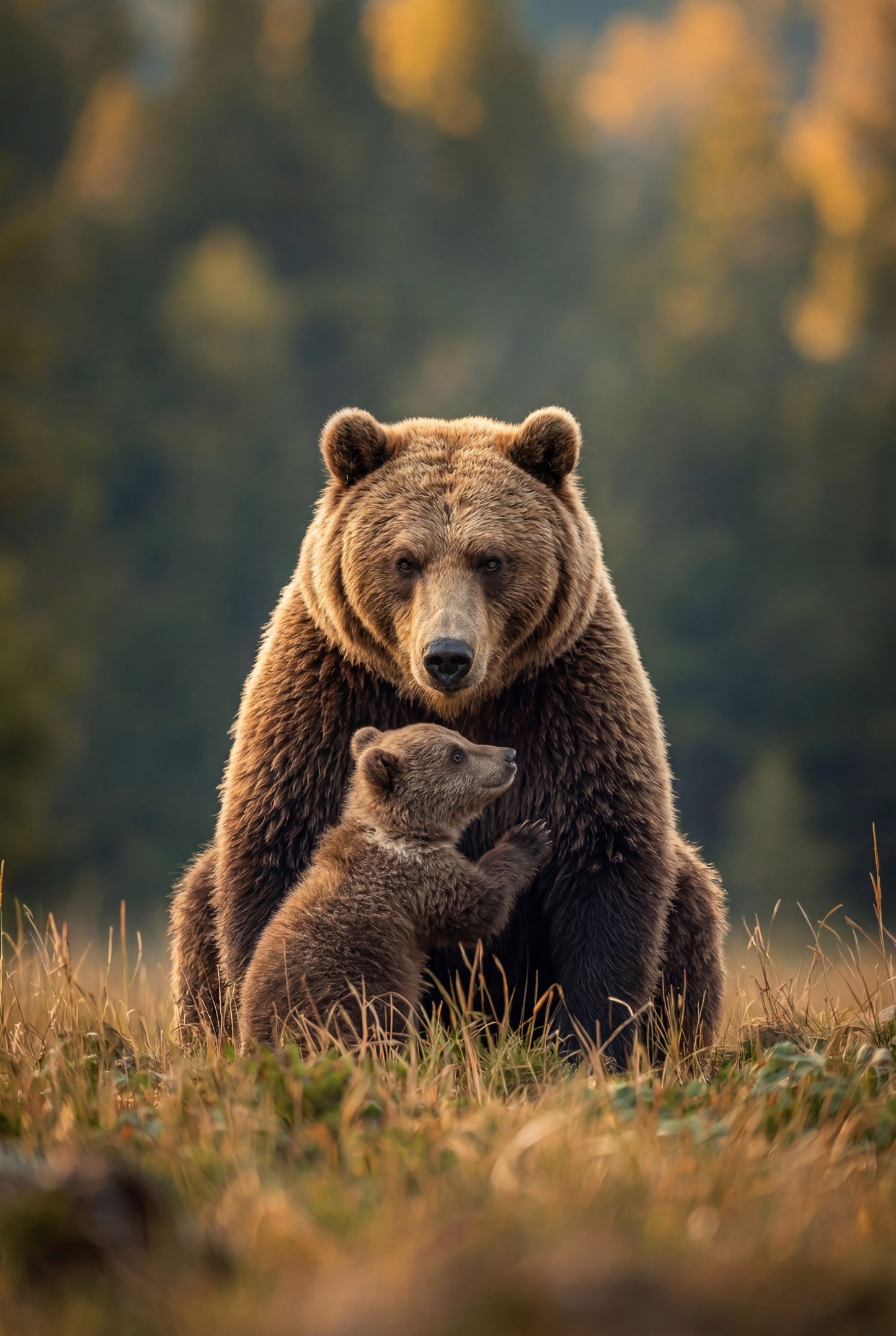 10.07 Bear Wall Art Print, Bear and Cub Poster, Wildlife Animal Art, Woodland Nursery Decor, Nature Printable Wall Art Download