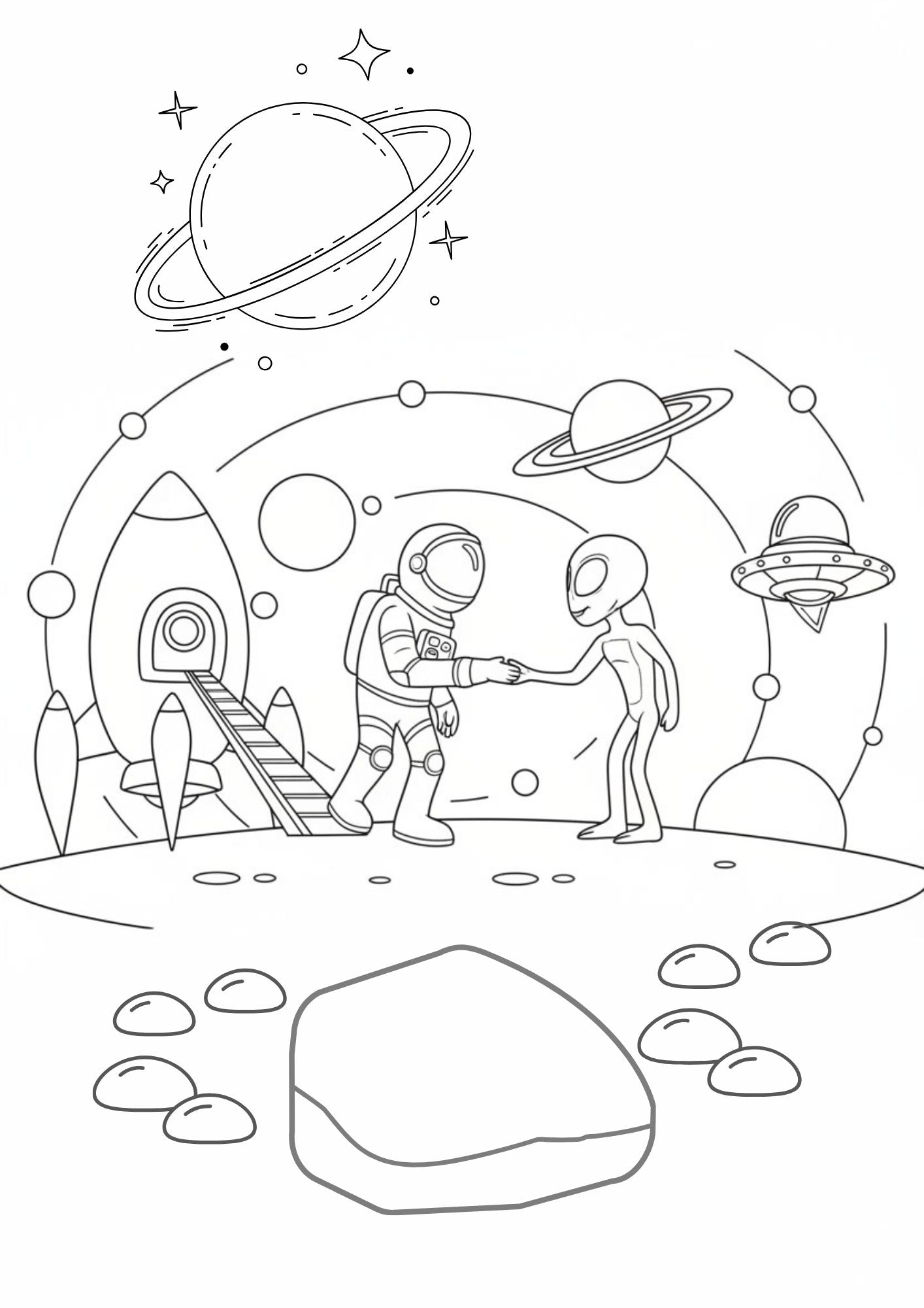 Fun Space & Friendly Aliens Coloring Book for Kids (Ages 5–8)