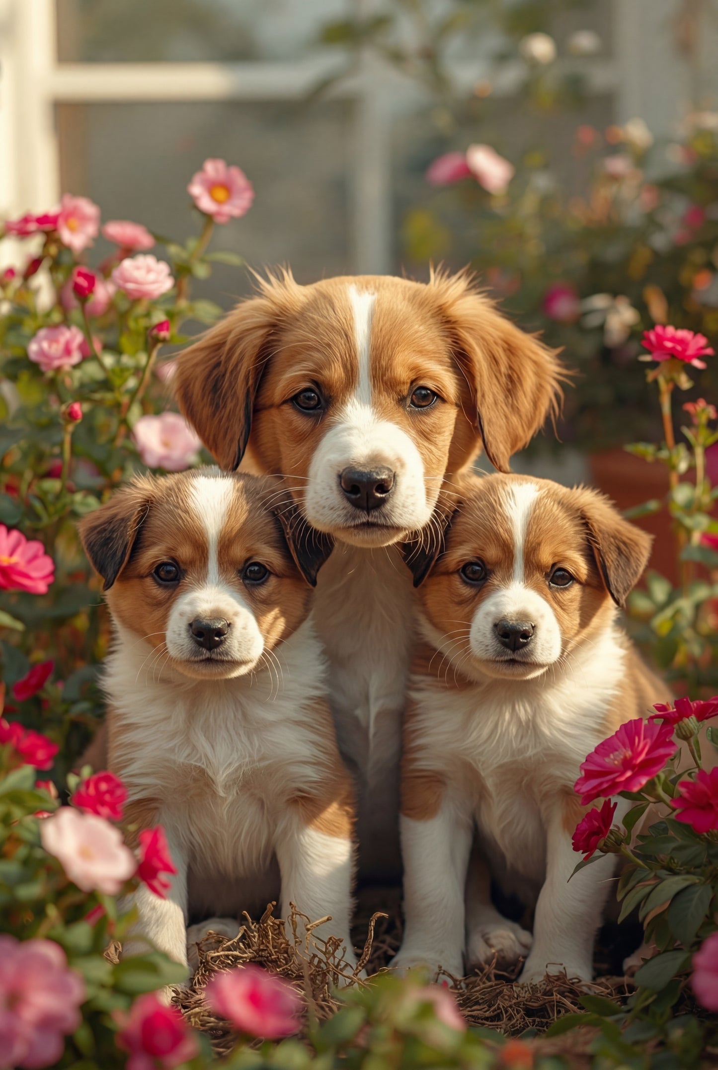 11.08 Cute Puppy Family Print, Mother Dog and Puppies Wall Art, Dog Lovers Printable, Floral Animal Decor, Baby Dogs Art, Instant Download