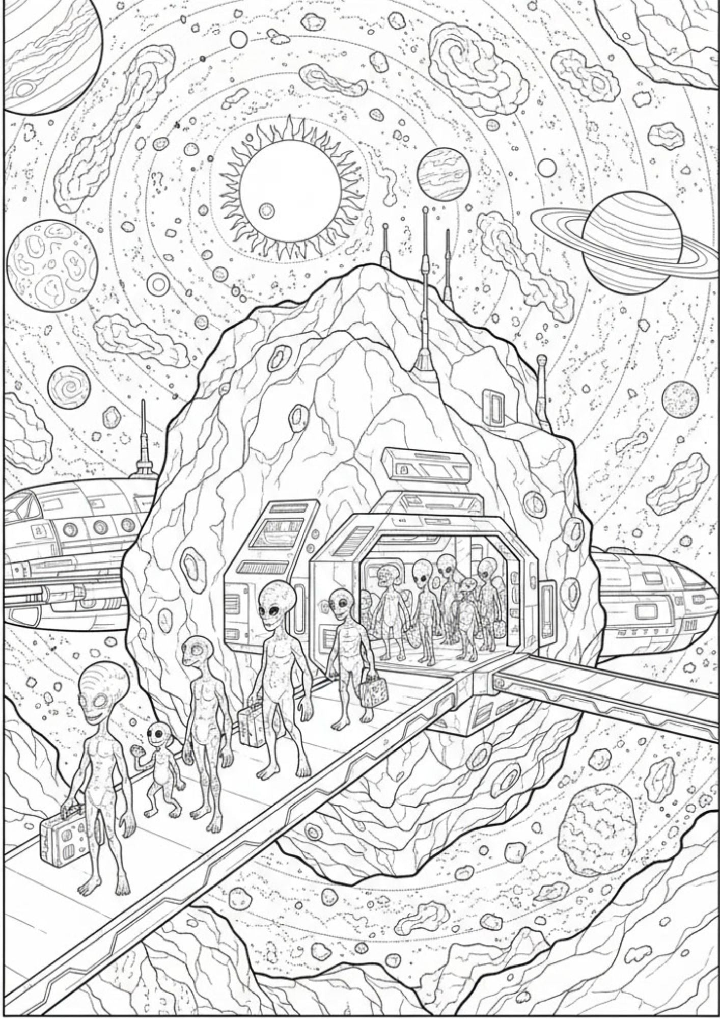 Alien Space Coloring Book for Ages 12–14
