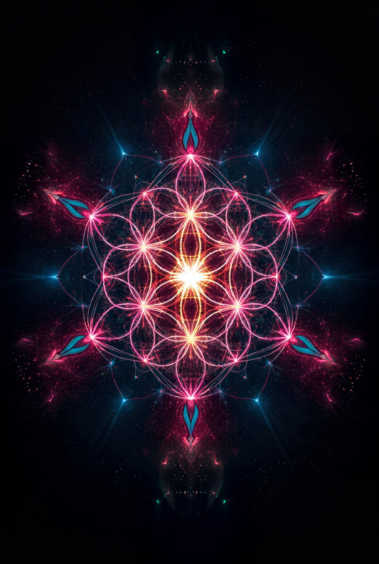 13.02 Sacred Geometry Light Mandala Print – Luminous Energy Balance Wall Art | Spiritual Geometry Meditation Artwork | Digital Download