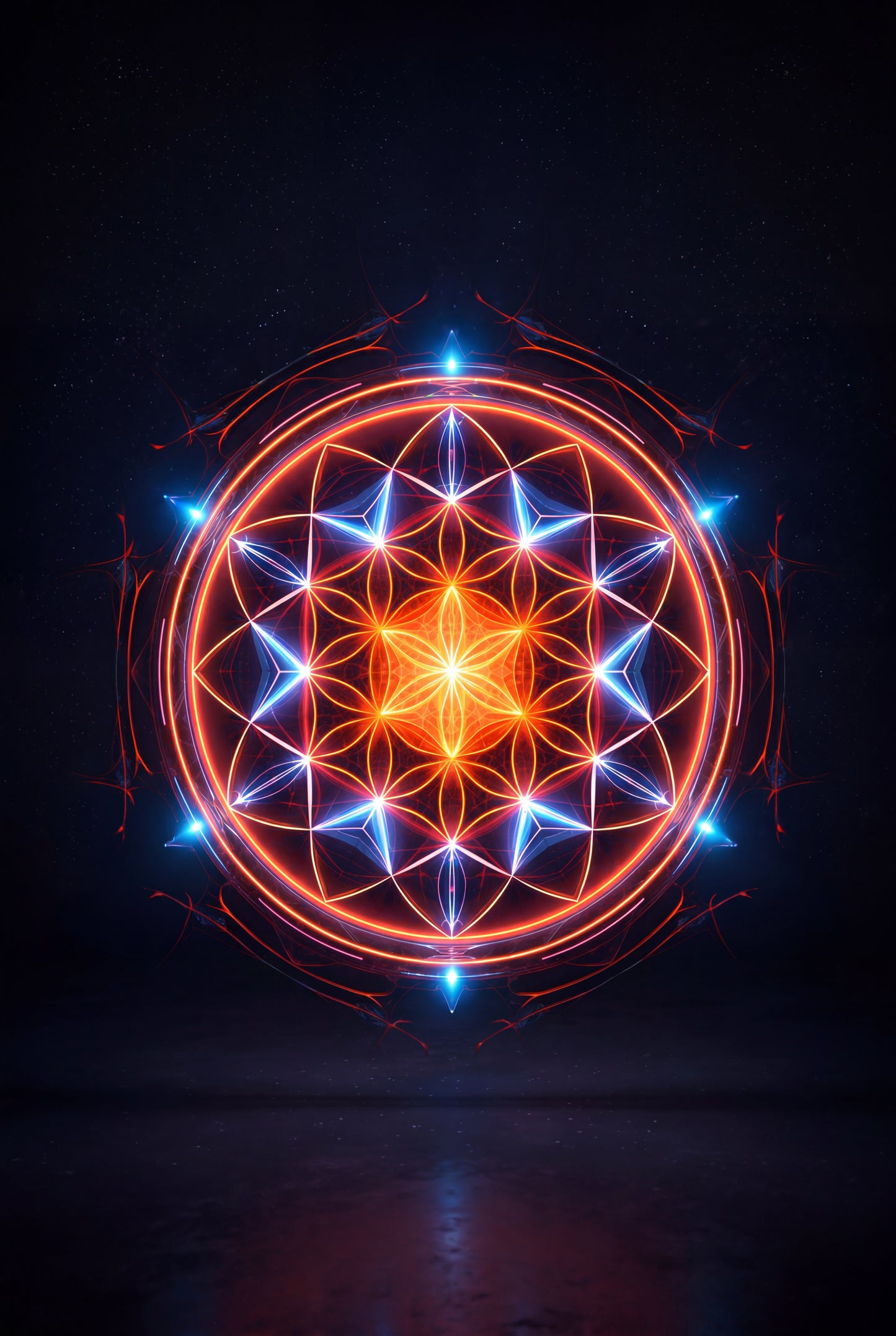 13.03 Sacred Geometry Energy Mandala Print – Cosmic Light Circle Wall Art | Spiritual Geometry Meditation Artwork | Digital Download