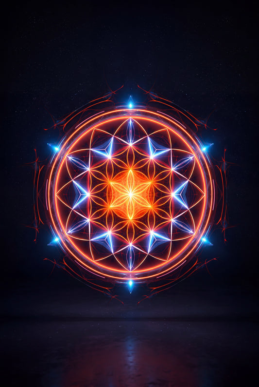 13.03 Sacred Geometry Energy Mandala Print – Cosmic Light Circle Wall Art | Spiritual Geometry Meditation Artwork | Digital Download