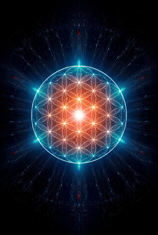 13.04 Sacred Geometry Flower of Life Print – Luminous Energy Sphere Wall Art | Spiritual Meditation Geometry Artwork | Digital Download
