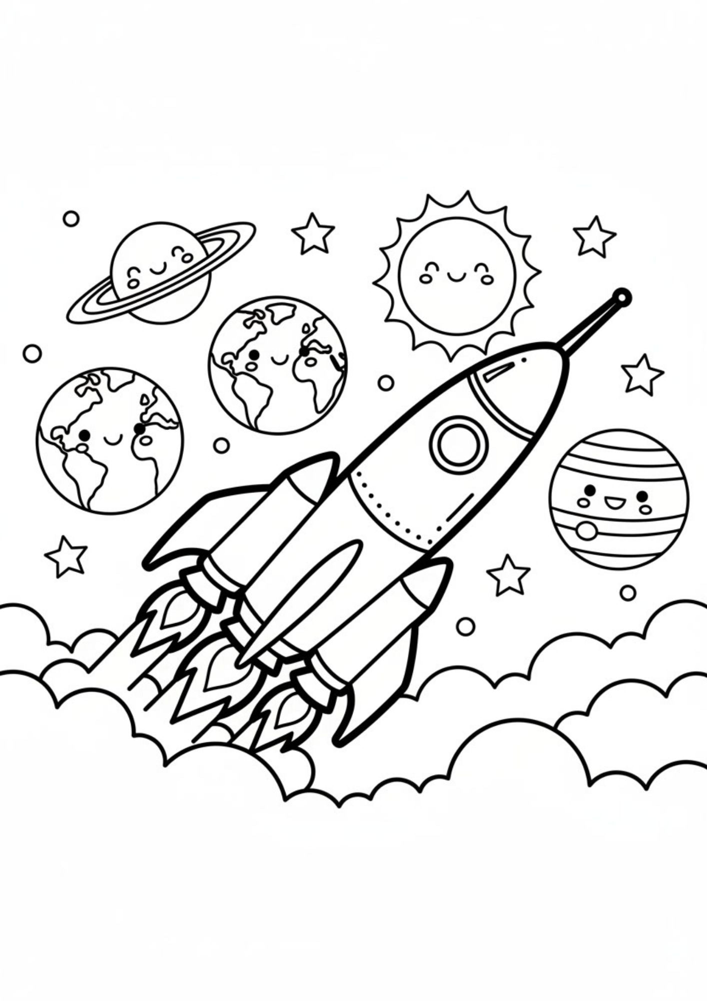 Fun Space & Friendly Aliens Coloring Book for Kids (Ages 5–8)