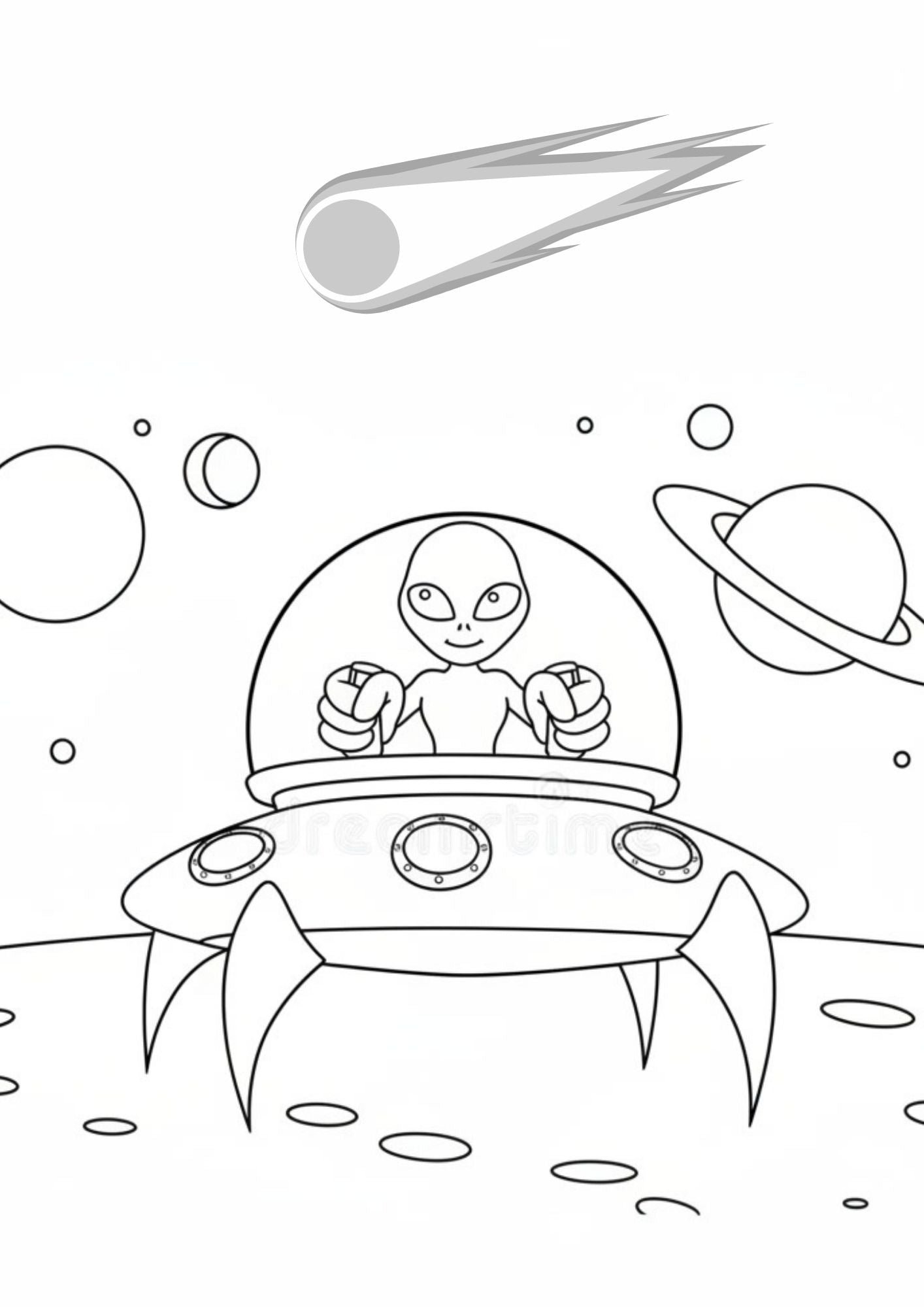 Fun Space & Friendly Aliens Coloring Book for Kids (Ages 5–8)