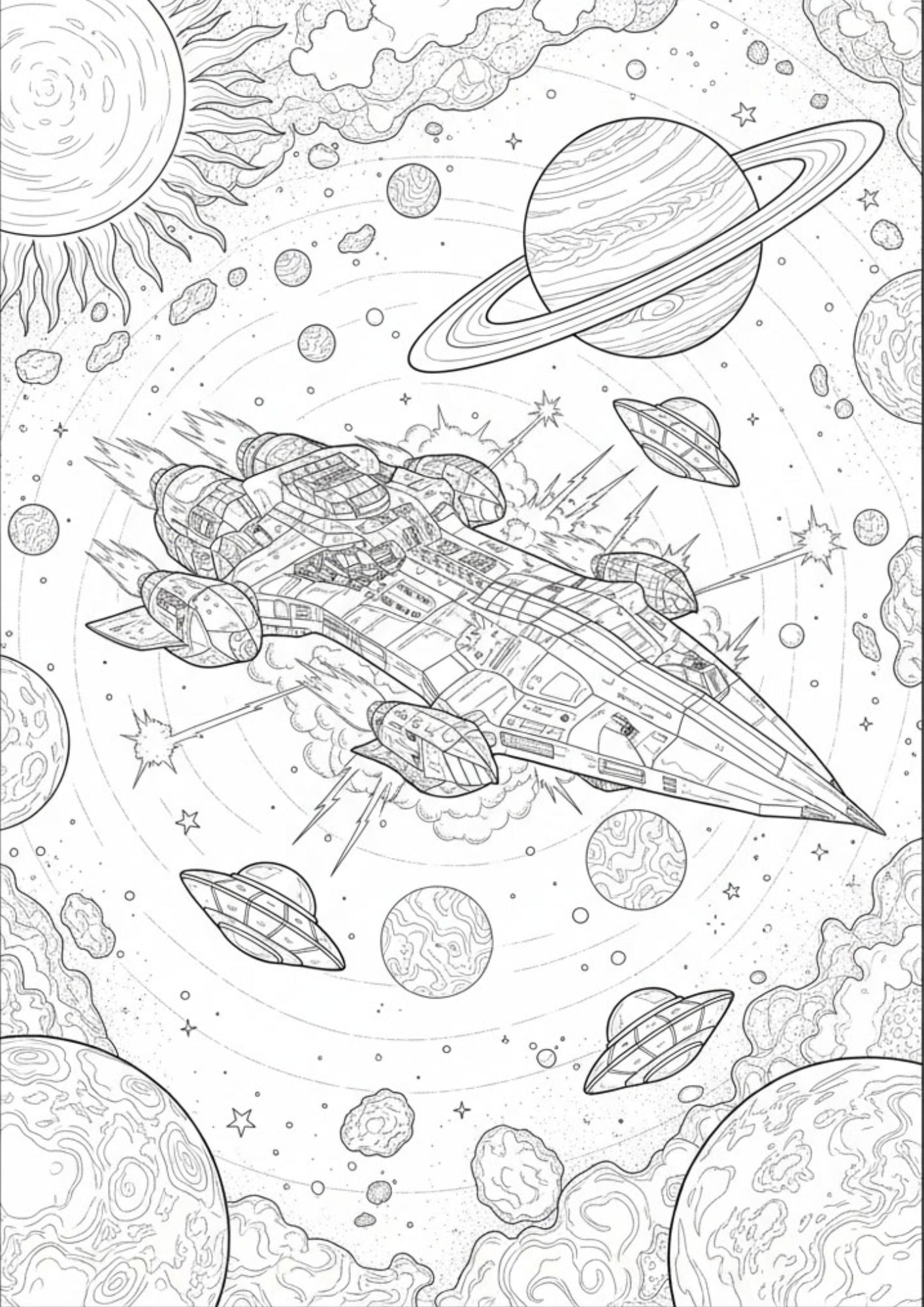 Alien Space Coloring Book for Ages 12–14