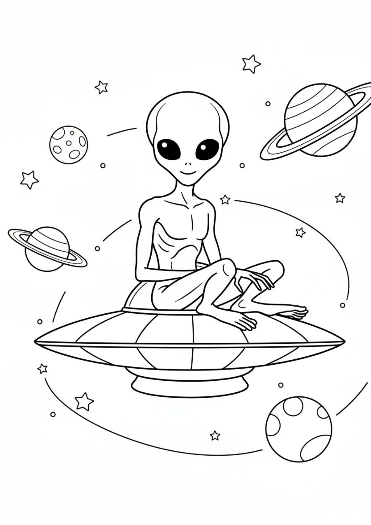 Fun Space & Friendly Aliens Coloring Book for Kids (Ages 5–8)