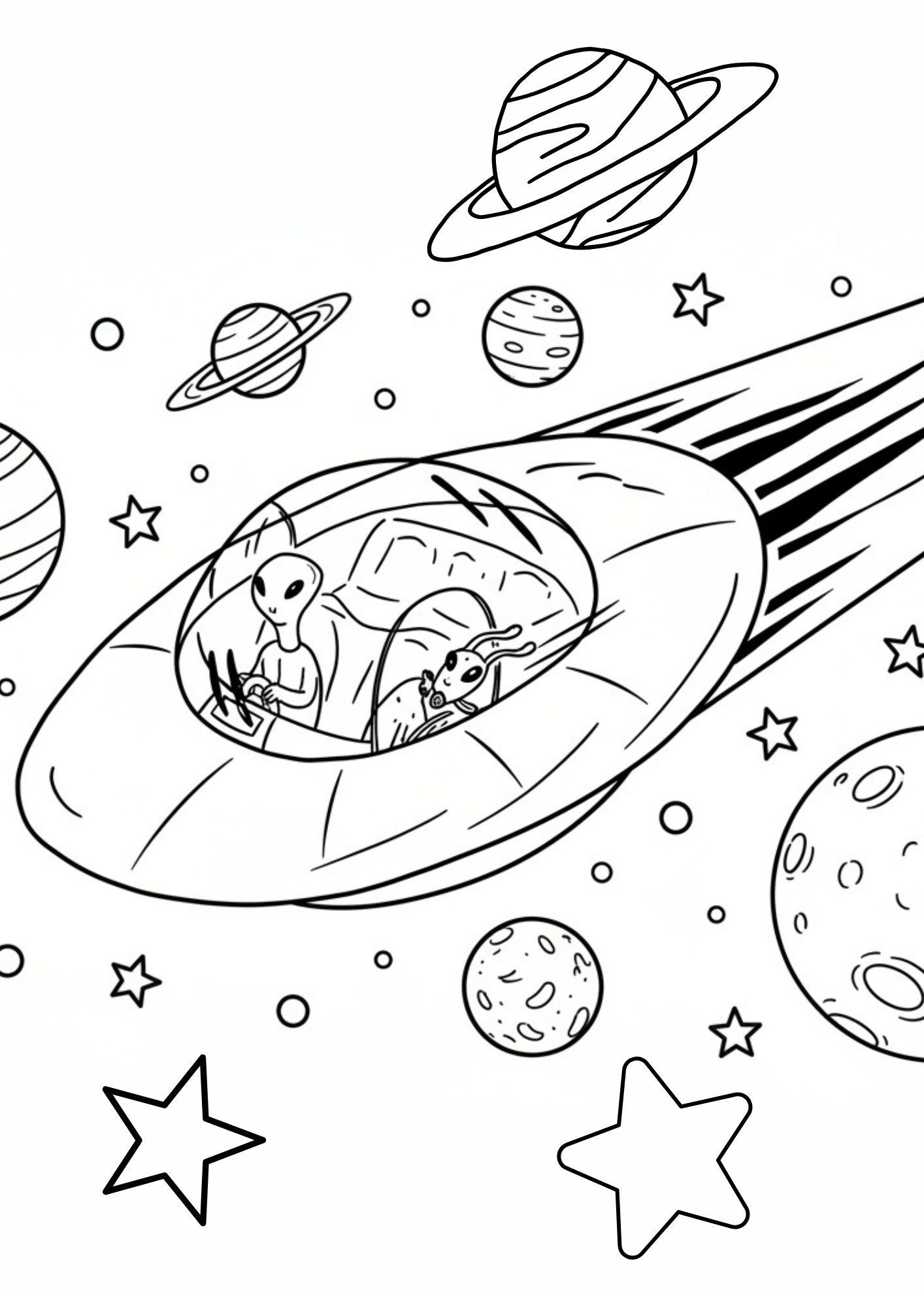 Fun Space & Friendly Aliens Coloring Book for Kids (Ages 5–8)