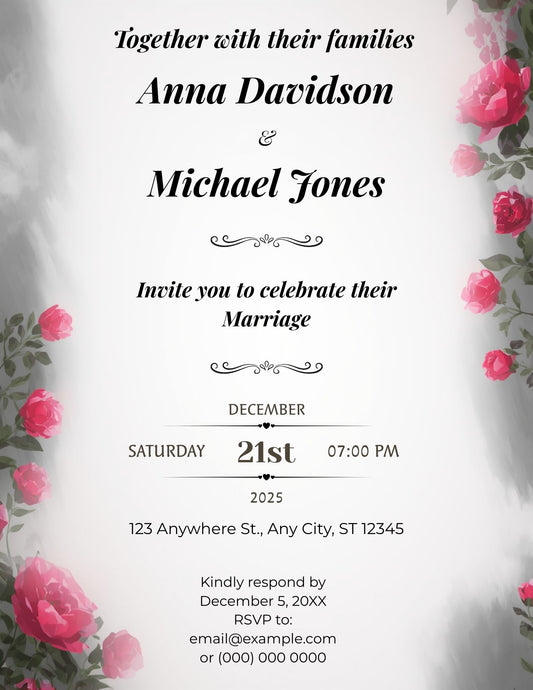 2.02 Wedding Invitation Template | Elegant Floral Wedding Invite | Editable Canva Wedding Invitation