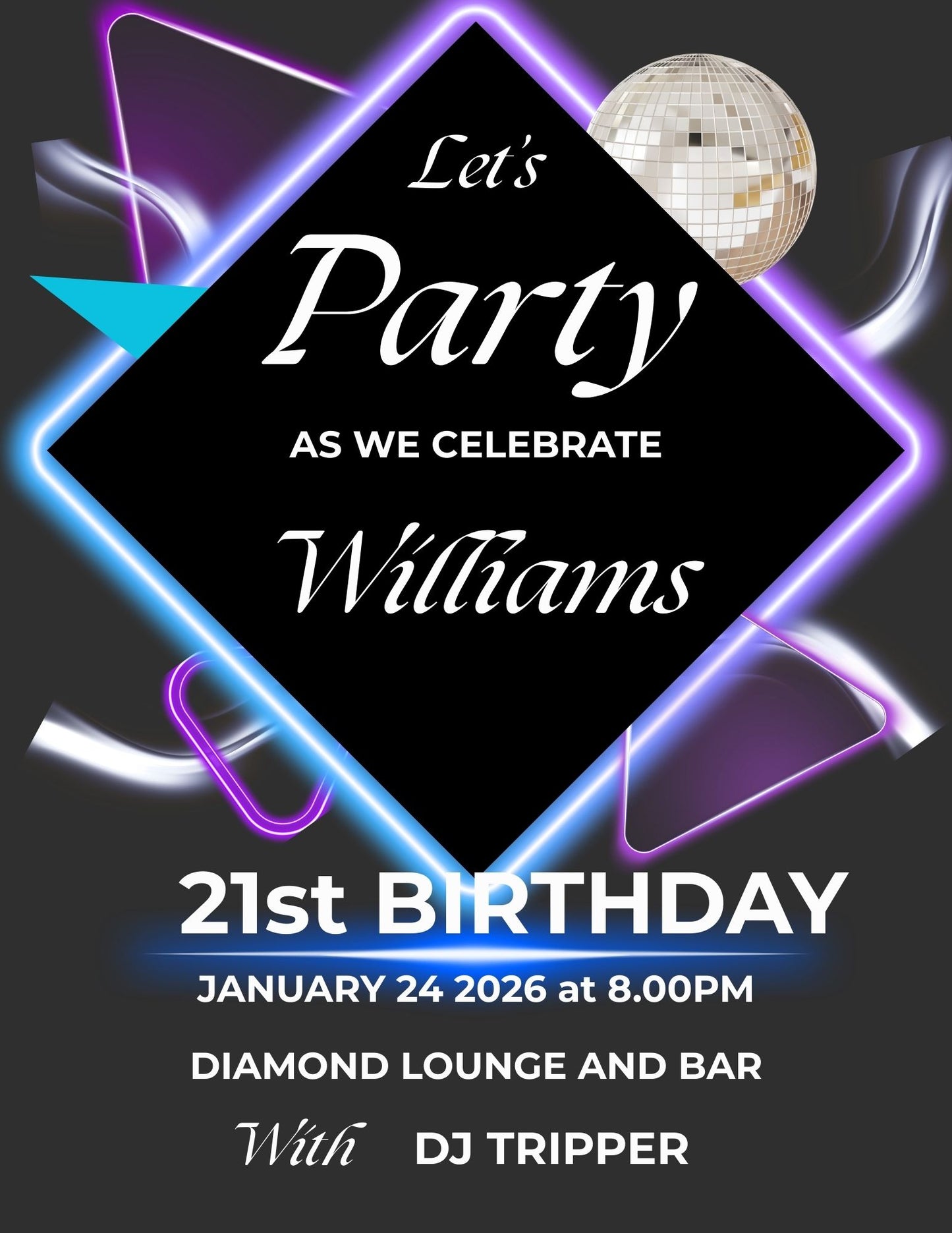 5.01 Neon Birthday Invitation Template, 18th 21st Birthday Party Invite, Nightclub DJ Party Invitation, Editable Neon Birthday Invitation, Canva Template