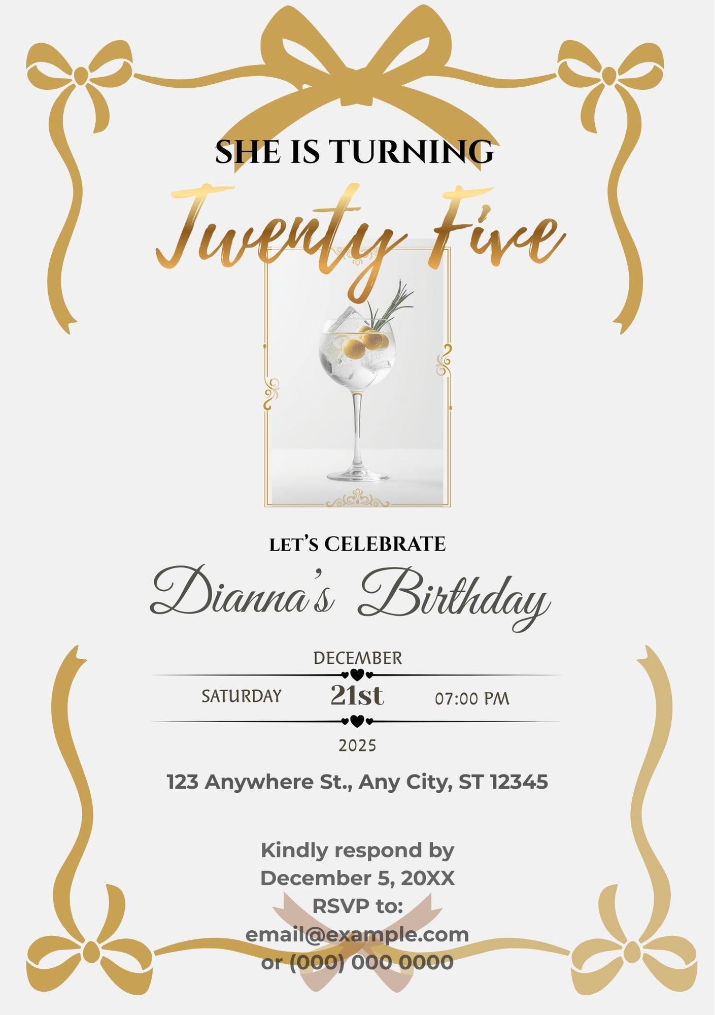 5.08 Milestone Birthday Invitation Template With Photo, Elegant Gold Birthday Party Invite, 25th 30th 40th 50th Birthday Invitation, Editable Canva Template
