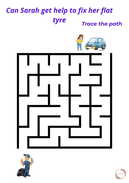 Vehicle Maze Printable for Kids – Trace the Path Game (Ages 4–6)