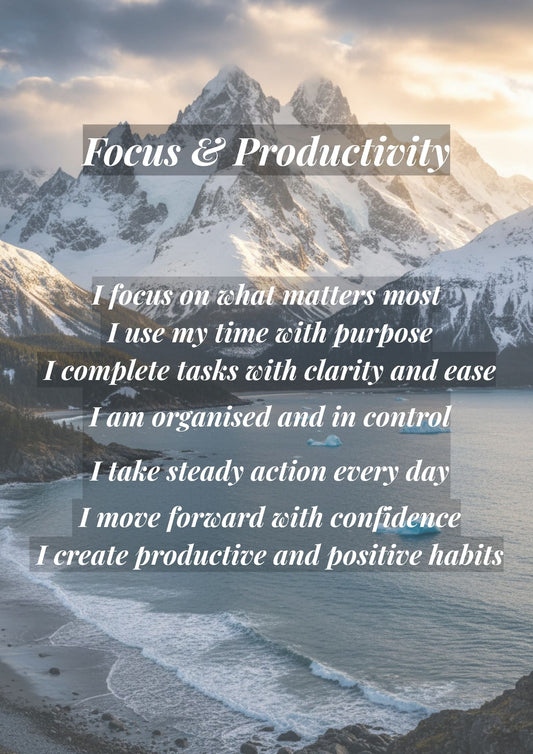 9.10 Focus Productivity Affirmation Printable Wall Art, Motivation Quote Poster, Work From Home Decor, Goal Setting Print, Success Mindset Wall Art