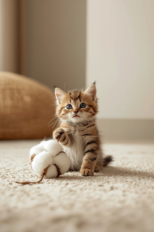 4 print set Playful Kitten with Cotton Reel – Soft Neutral Nursery Wall Art Print 09