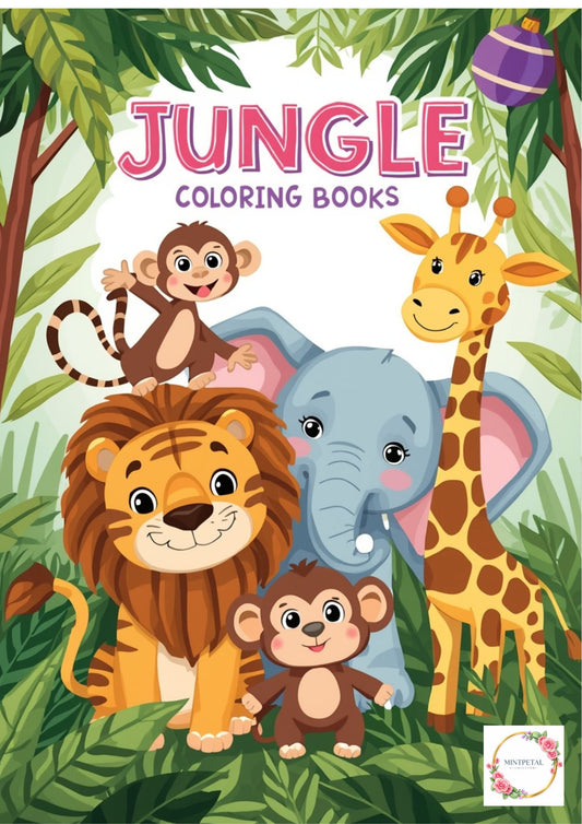 Jungle Animals Colouring Book for Kids Ages 4–6 | Cute Printable Animal Coloring Pages