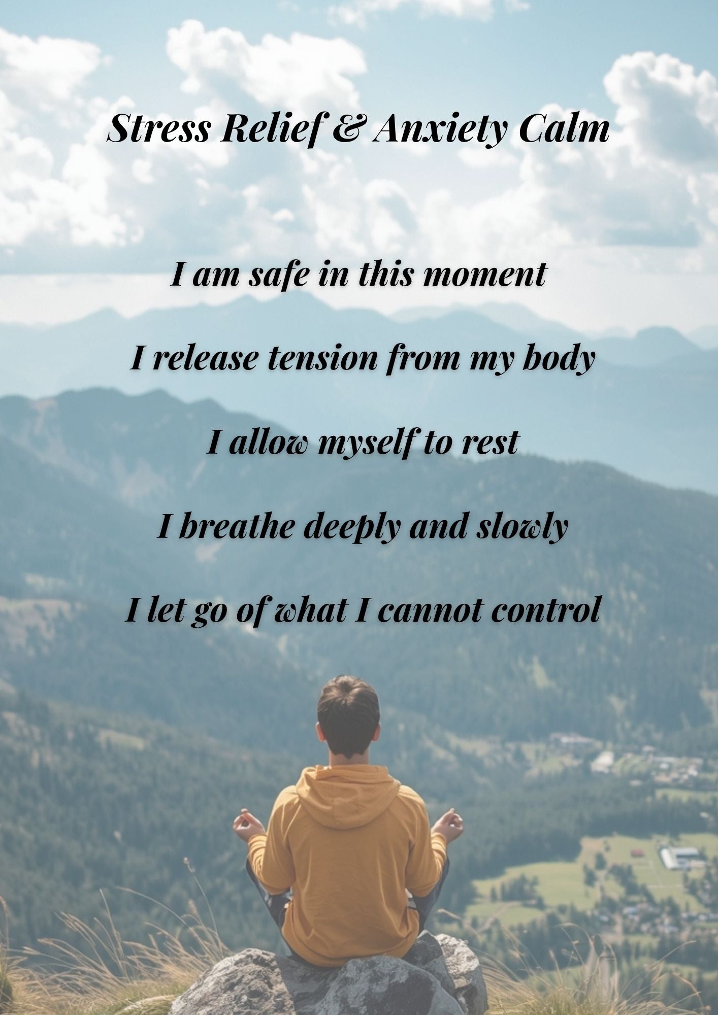 9.06 Daily Affirmation Wall Art Set, Stress Relief and Positive Mindset Prints, Anxiety Calm Quotes, Morning Motivation Printable, Mental Wellness Decor Bundle