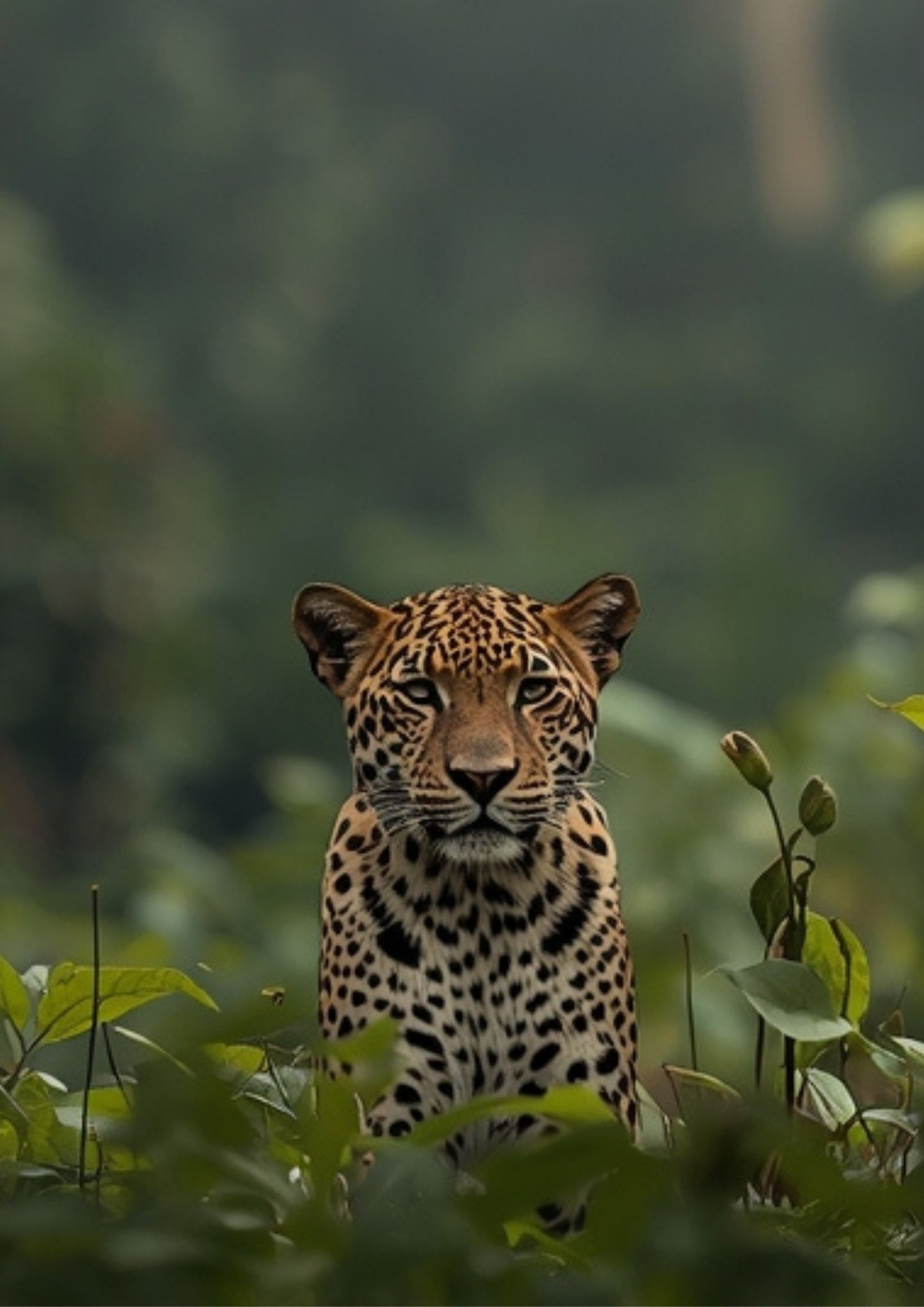 Gentle Leopard in the Forest – Minimal Wildlife Wall Art Print 05