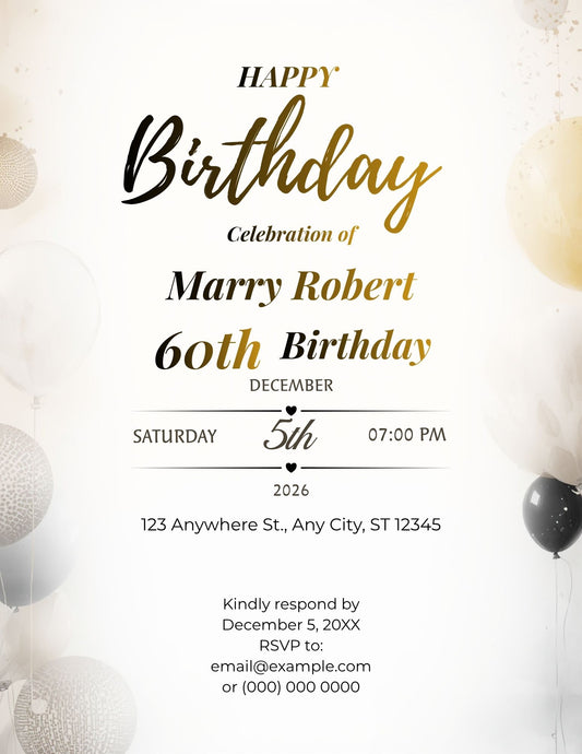 5.13 Elegant Adult Birthday Invitation Template | Editable Canva Birthday Invite