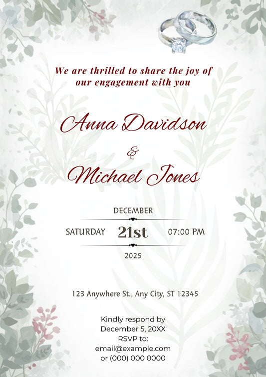 3.08 Greenery Engagement Invitation Template | Editable Botanical Engagement Party Invite | Elegant Printable Digital Download