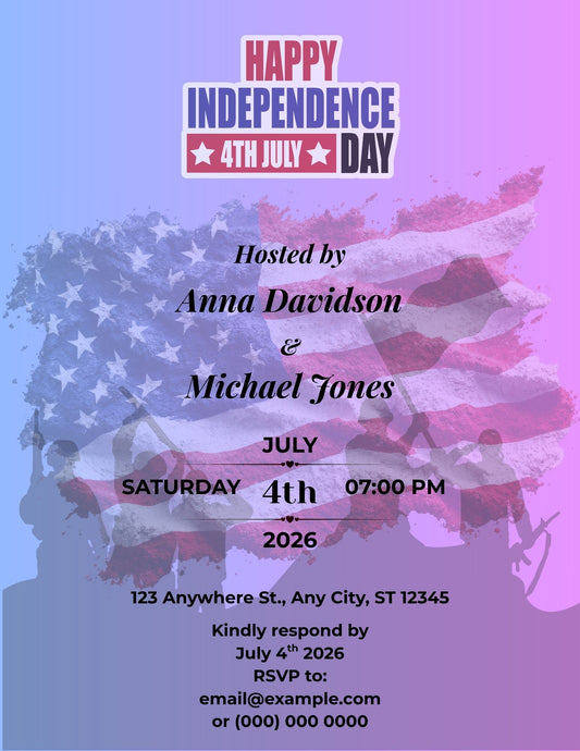 15.05 Modern 4th of July Party Invitation Template – Editable Patriotic Independence Day Celebration Invite