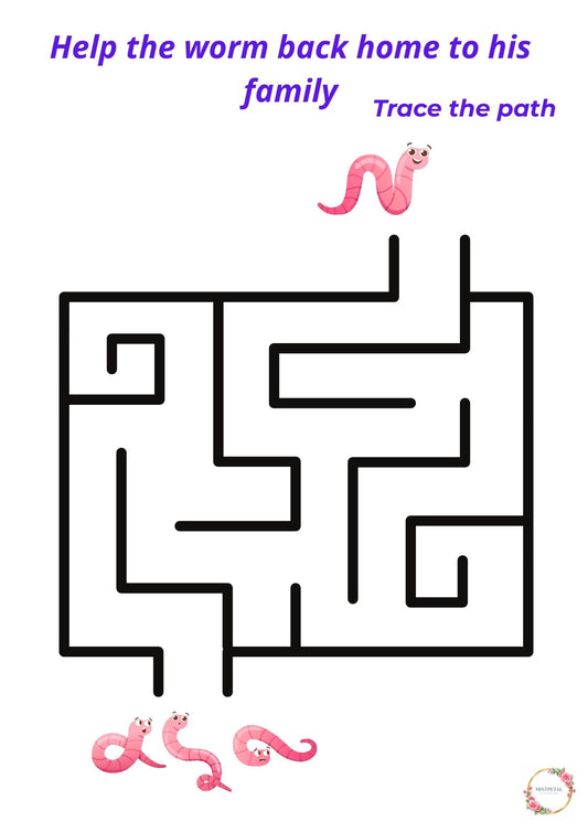Animal Maze Printable for Kids – Trace the Path Game (Ages 4–6)