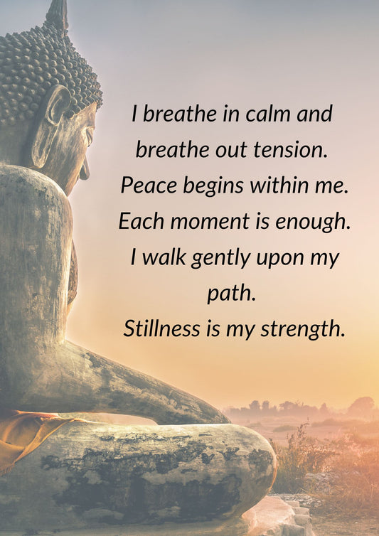 Buddha-Inspired Mindfulness Affirmations | Set of 5 Calm & Peaceful Printable Wall Art