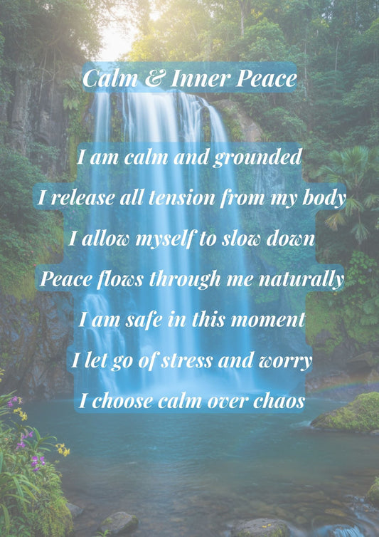 9.09 Calm Inner Peace Affirmation Printable Wall Art, Stress Relief Quote Poster, Mindfulness Decor, Anxiety Calm Print, Meditation Wall Art