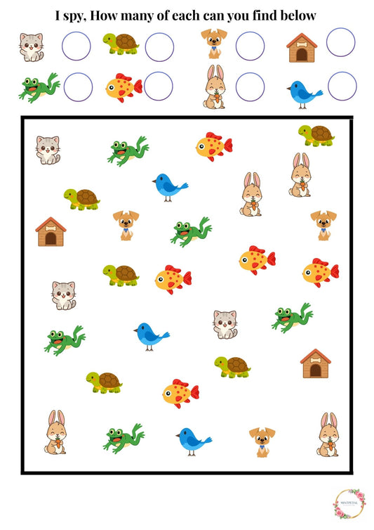 Spy Animals Printable for Kids – Counting Activity (Ages 3–6)