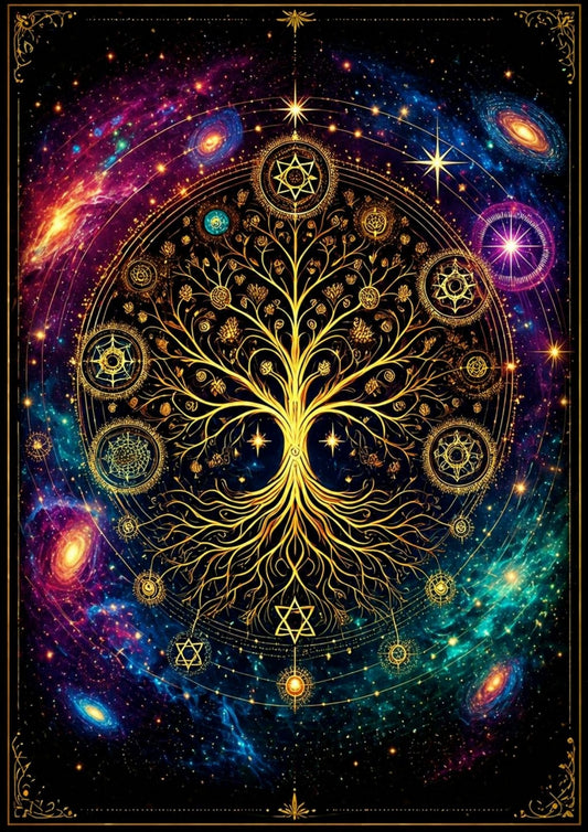 13.07 Sacred Geometry Tree of Life Print – Cosmic Energy Mandala Wall Art | Spiritual Meditation Geometry Artwork | Digital Download