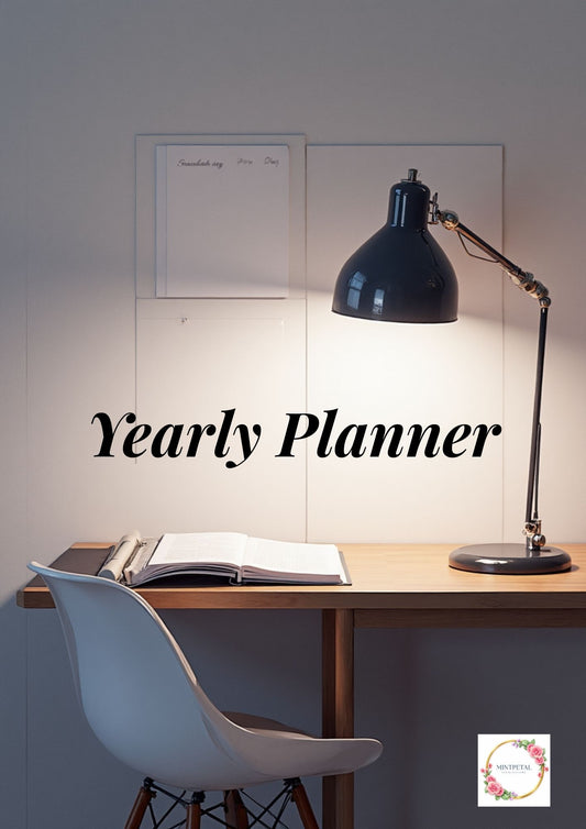 Minimal Yearly Work Planner clean desk design | Editable Canva Template & Printable PDF | Clean Daily, Weekly & Monthly Planner