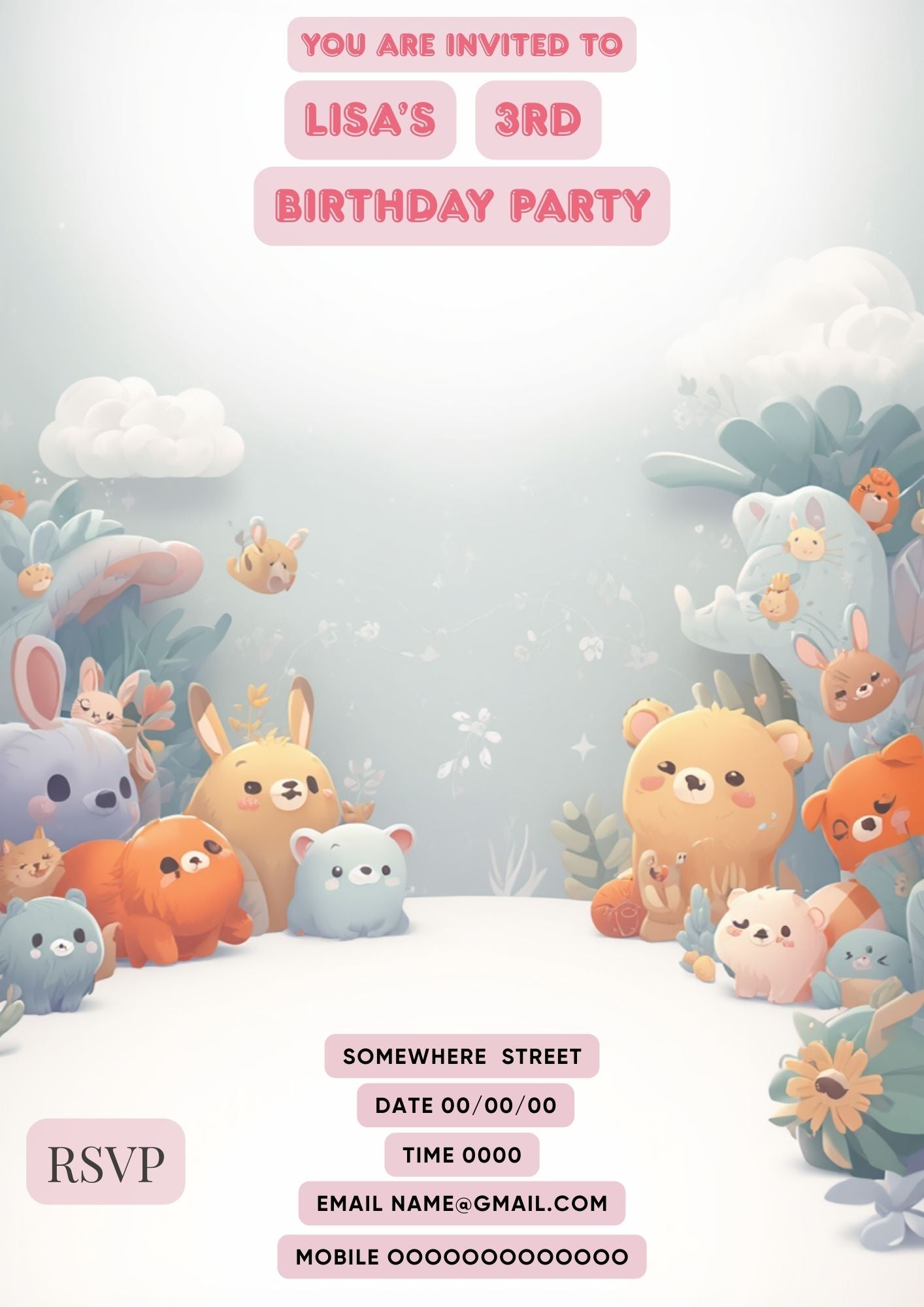 7.10 Kids Birthday Invitation Template with Photo, Editable Canva Invite, Cute Toy Birthday Invitation, 1st 2nd 3rd Birthday Party Invite, Photo Insert Invitation