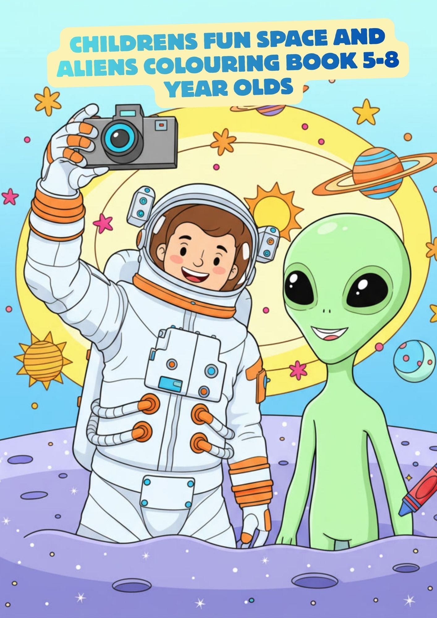 Fun Space & Friendly Aliens Coloring Book for Kids (Ages 5–8)