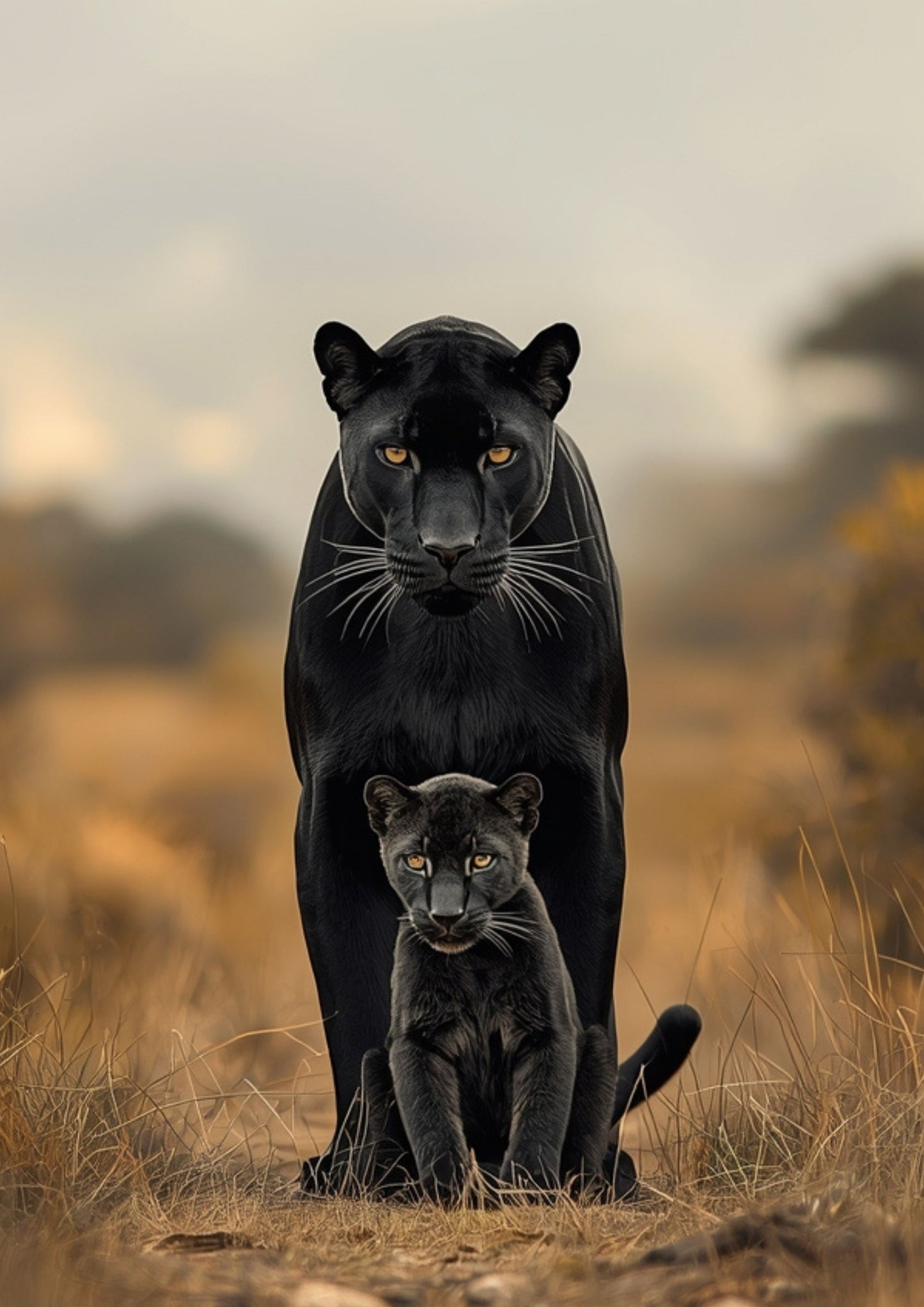 Black Panther & Cub Protection – Gentle Wildlife A4 Wall Art Print 10