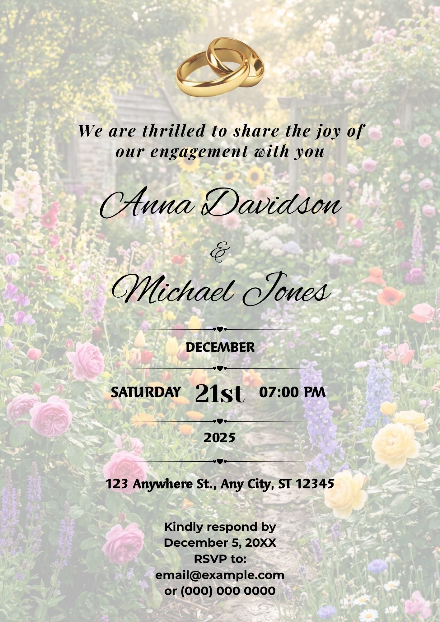 3.11 Elegant Garden Engagement Invitation Template | Editable Canva Engagement Invite