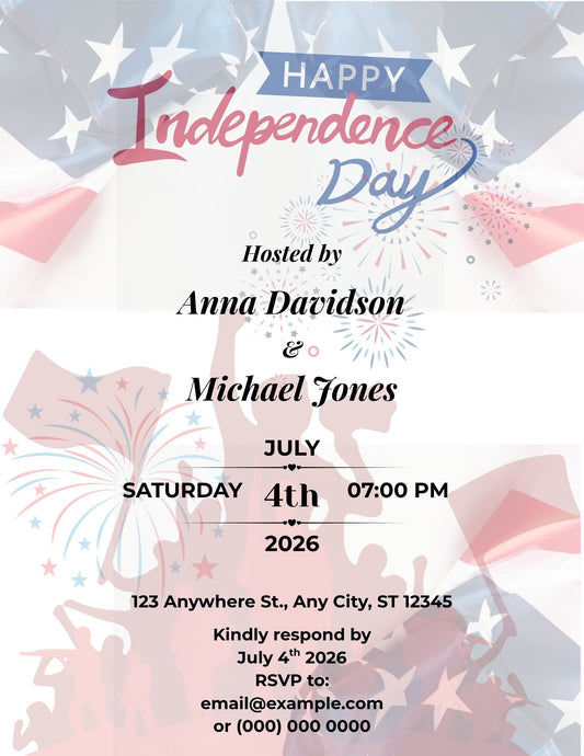 15.07 Happy Independence Day Party Invitation Template – Editable Patriotic Celebration & Fireworks Invite