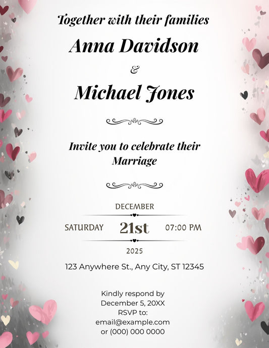 2.04 Romantic Heart Wedding Invitation Template – Elegant Love-Themed Editable Invite