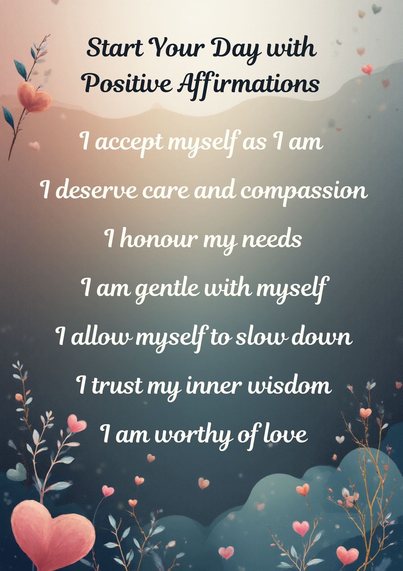 Daily Positive Affirmations – Self Love 3 Print Set-Set01