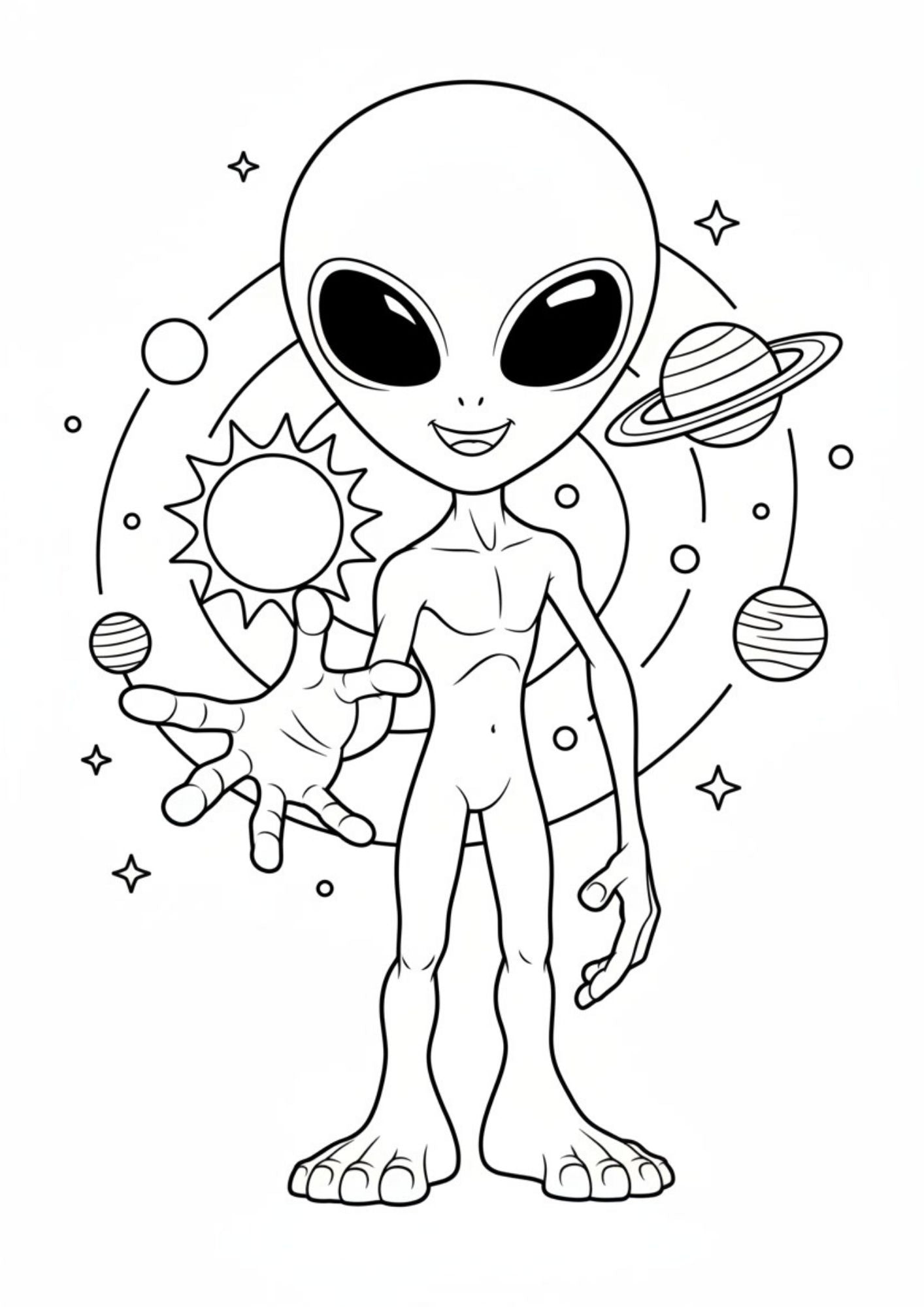 Fun Space & Friendly Aliens Coloring Book for Kids (Ages 5–8)