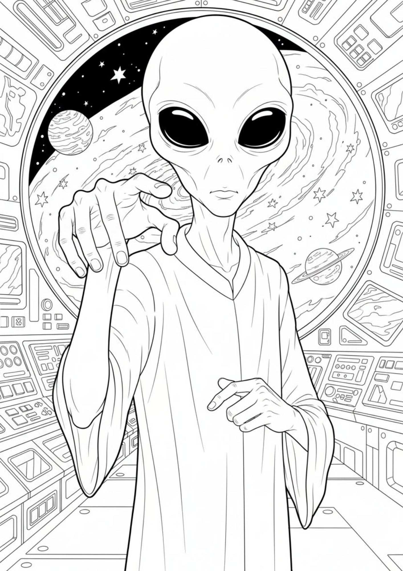 Alien Space Coloring Book for Ages 12–14