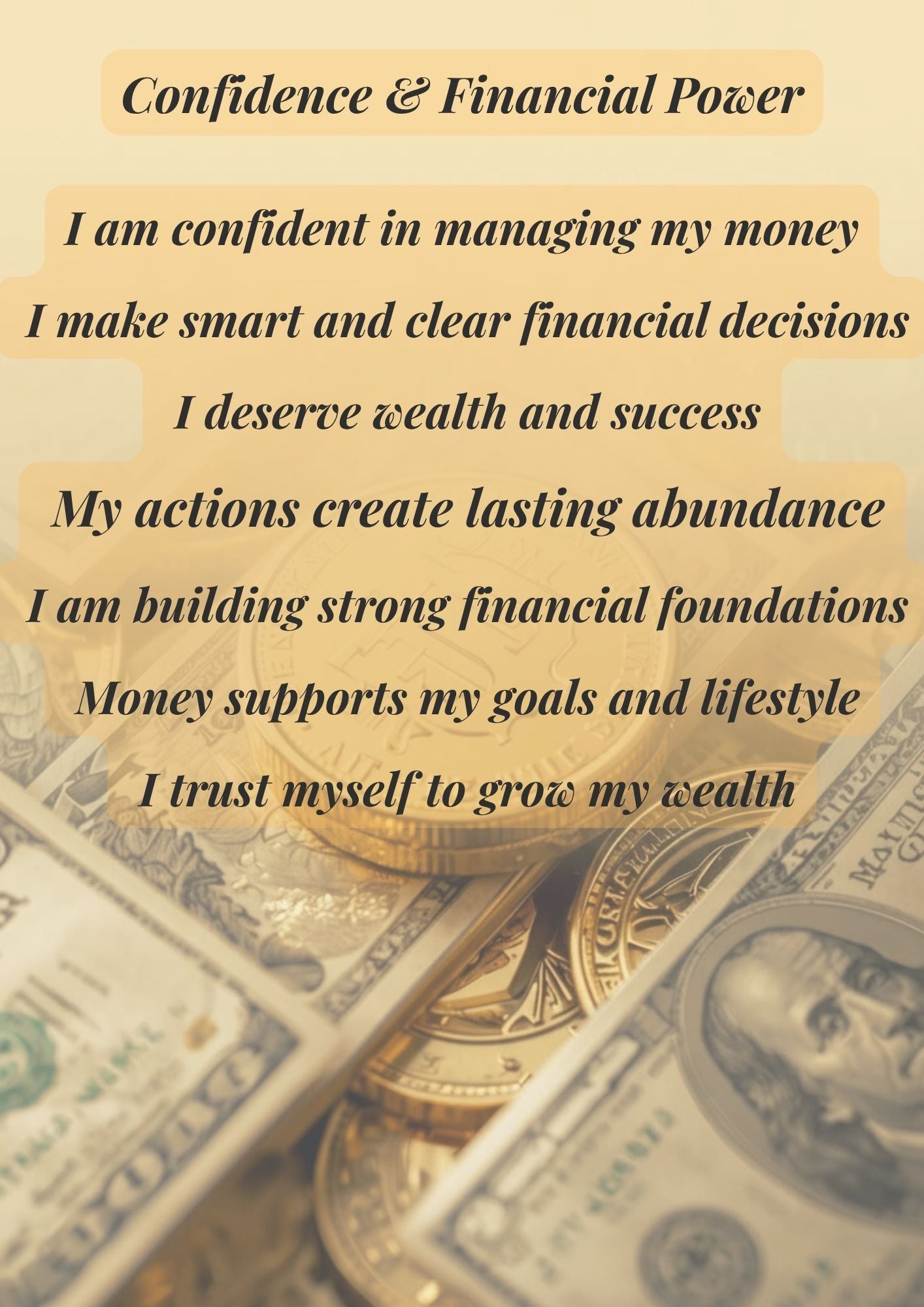 9.08 Money Affirmation Wall Art Set, Wealth and Abundance Printable, Prosperity Quotes, Financial Mindset Decor, Manifestation Wall Art Bundle