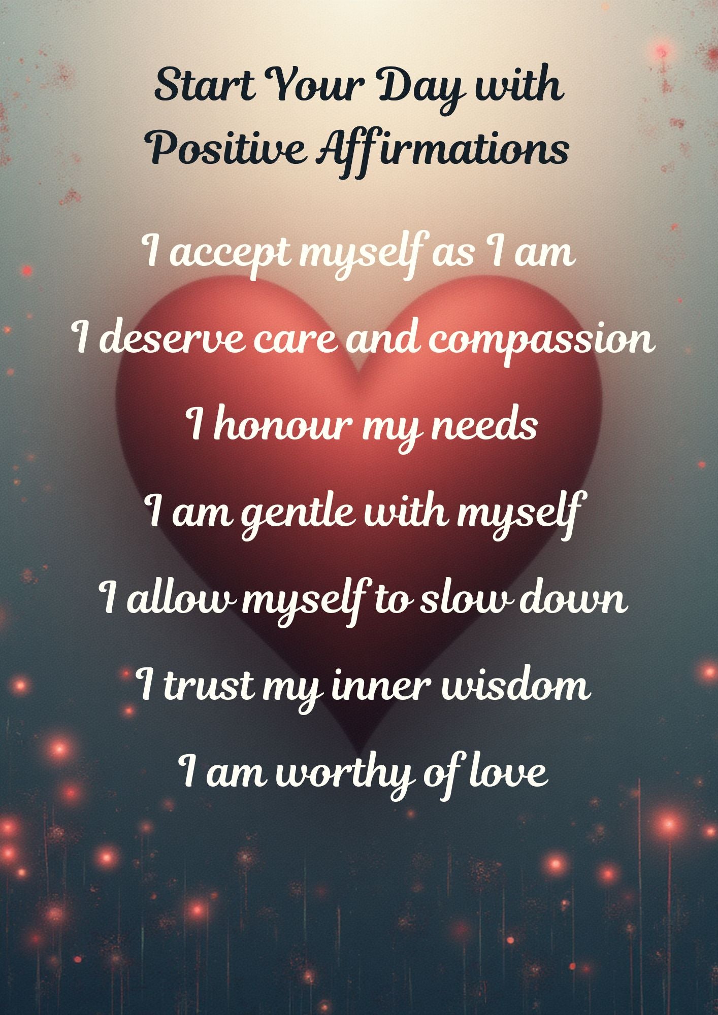 Self Love Affirmations Set – Heart Theme | Gentle Daily Positive Affirmations | Printable Wall Art 03