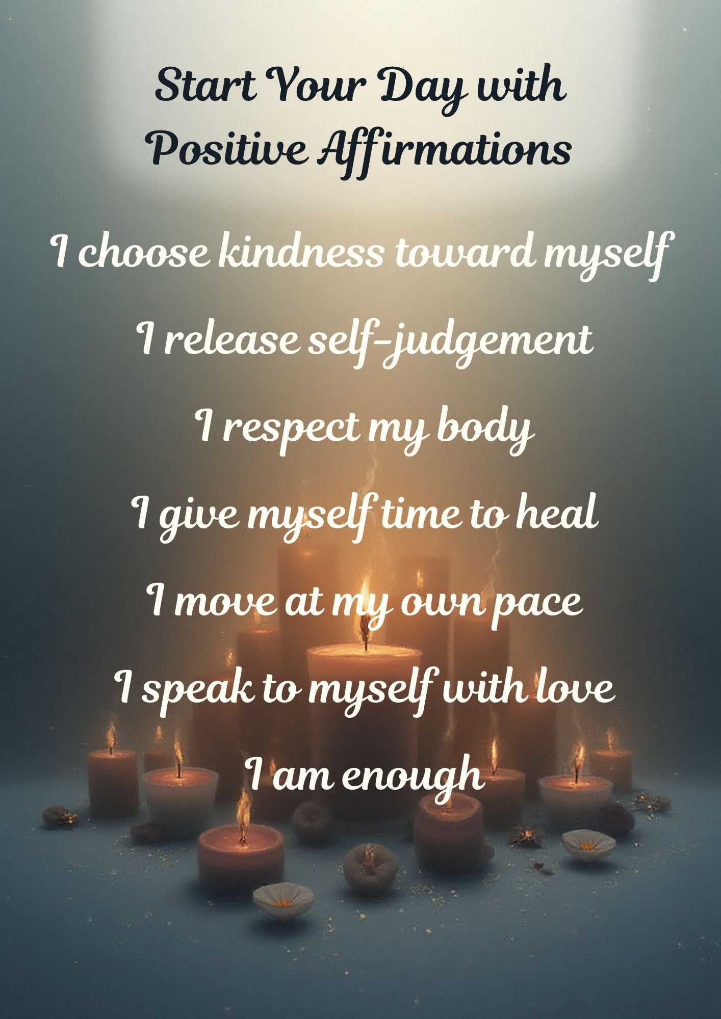 Self Love Affirmations Set – Candle Theme | Calming Daily Positive Affirmations | Printable Wall Art 02