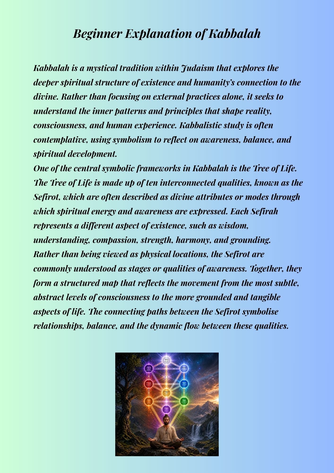 14.03 8 Pages" Beginner’s Guide to Kabbalah: A Gentle Introduction to the Tree of Life & Symbolic Meaning (Digital PDF)